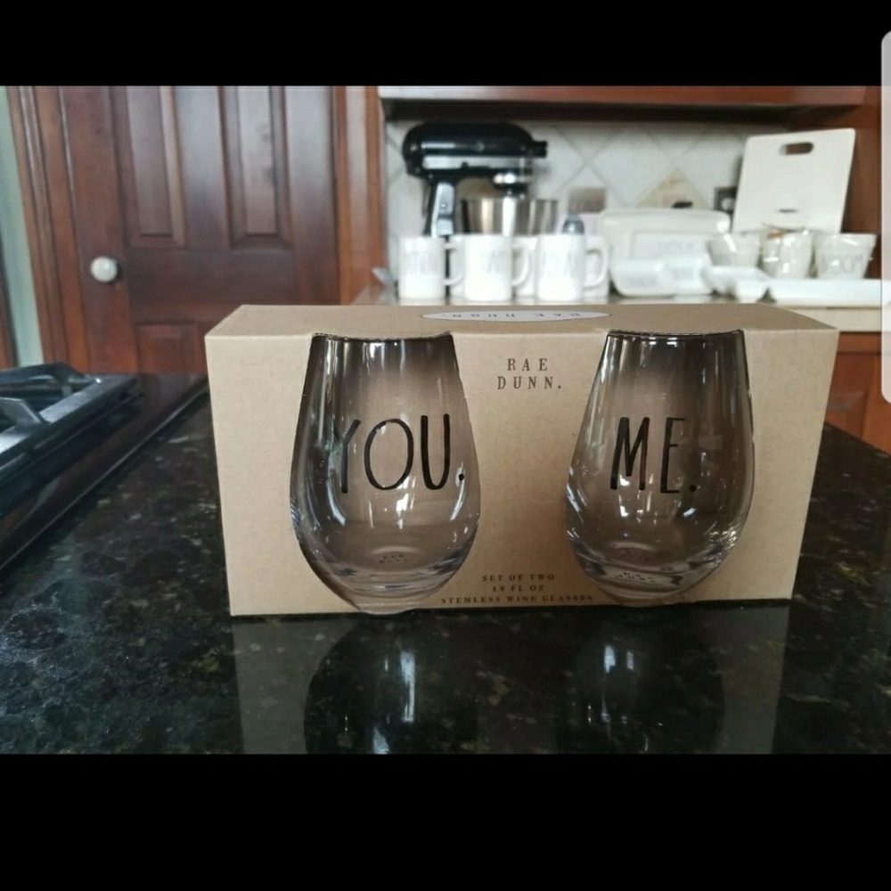 Rae Dunn by Magenta You and Me Wine Glasses